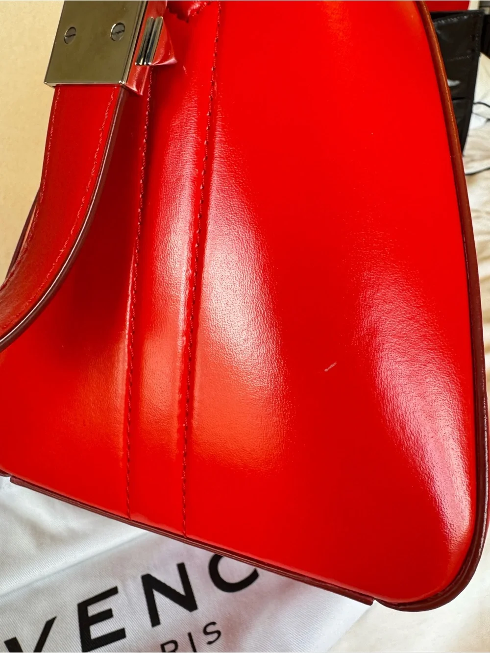 Givenchy Red Leather Satchel with Top Handles